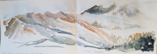 Grand Bornand.  Aquarelle carnet de voyage. 2026 - Aquarelles