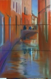 Canal Venise triptyque (40x80) x 3 Huile - Paysages Italie